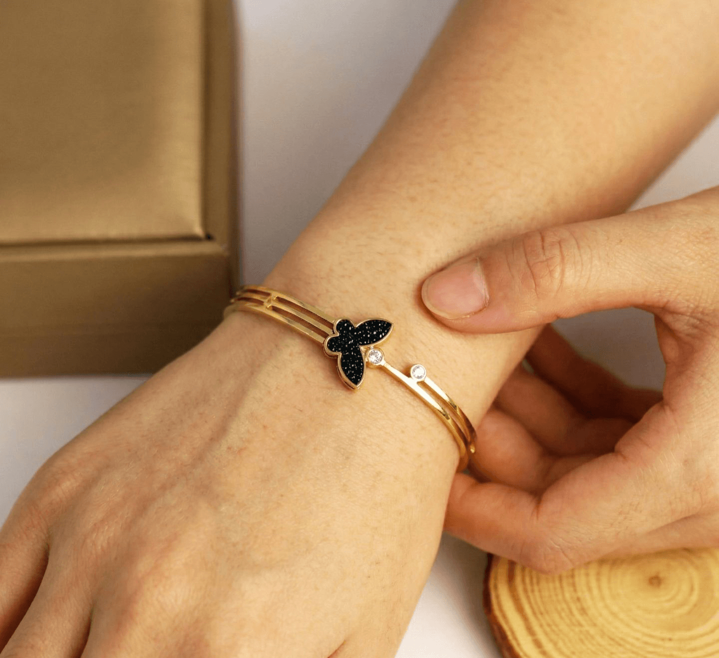 Gold Plated Antitarnish Butterfly  Designed Minimal Kada