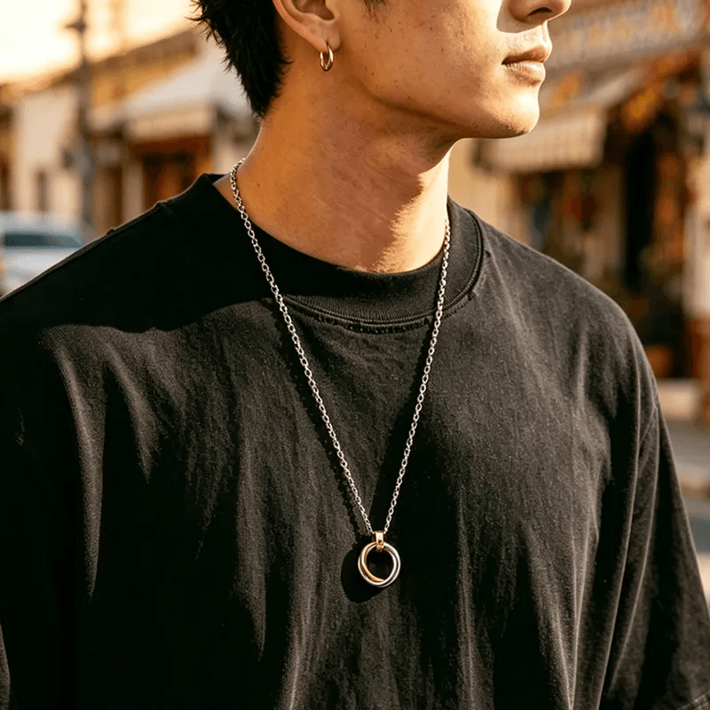 Silver Plated Antitarnish Round Pendant Chain