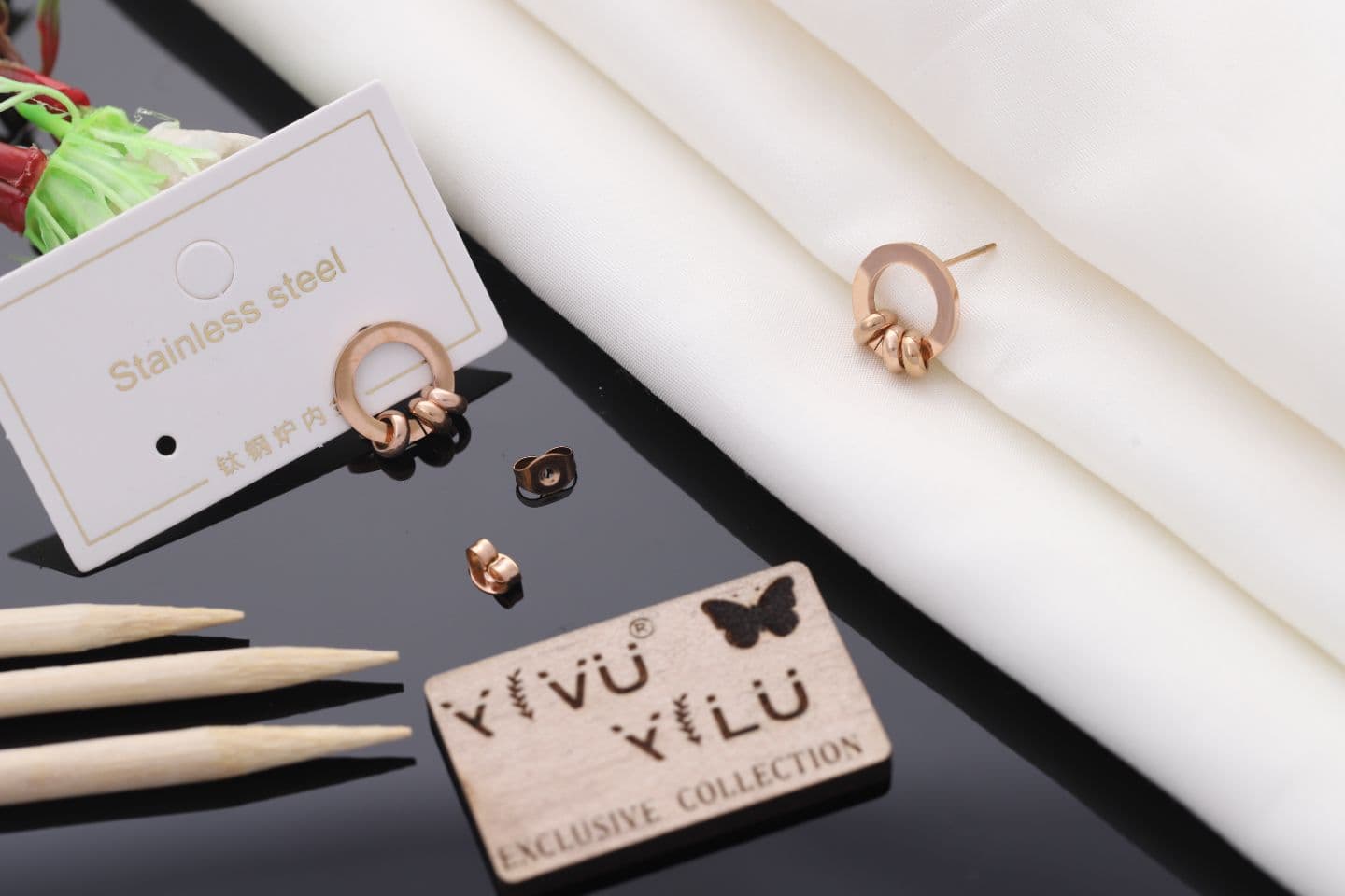 Rosegold Plated Minimal Antitarnish Stud view 2