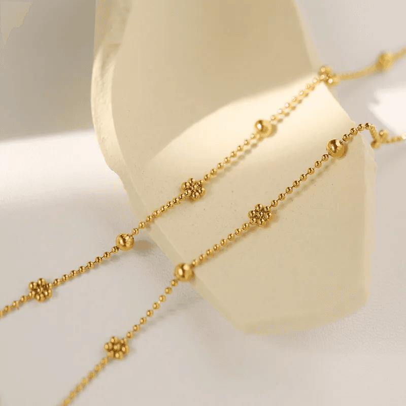 Gold Plated Minimal Antitarnish Having Gold Flower And Golden Balls  view 2