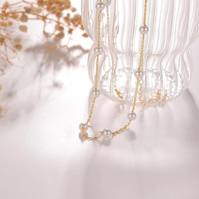 Gold Plated Antitarnish Small Pearl Necklace  view 3