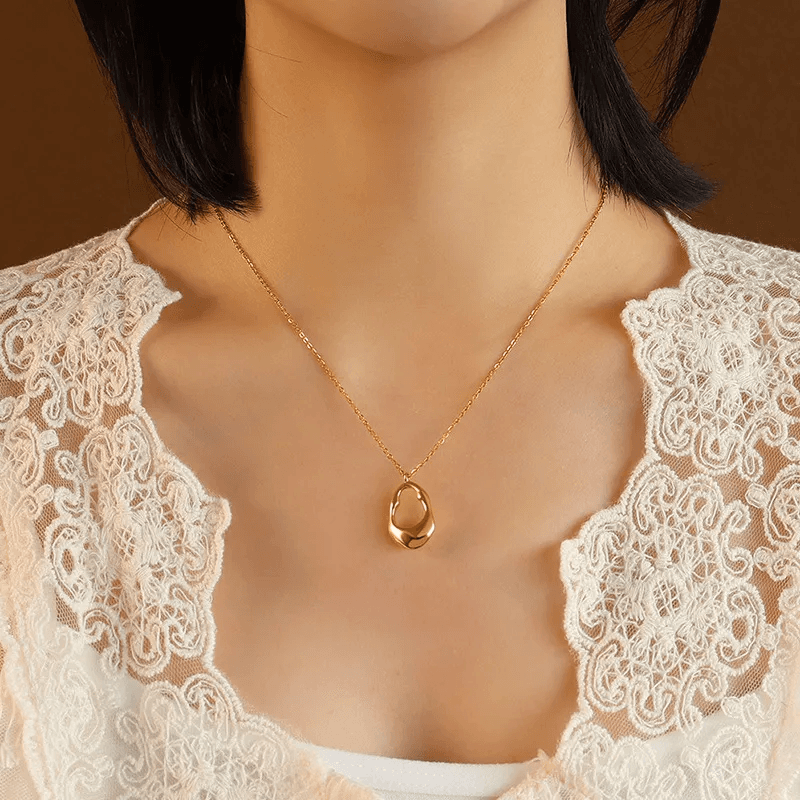 Open Round Chunky Pendant Antitarnish Necklace 