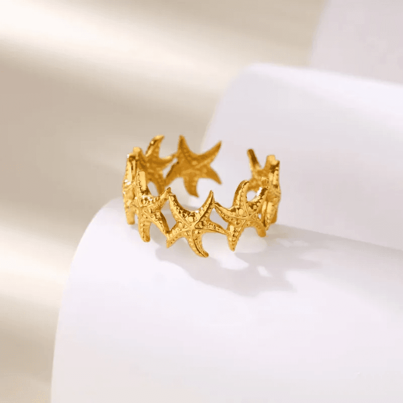Star Themed Gold Plated Anti-tarnish Adjustable Ring