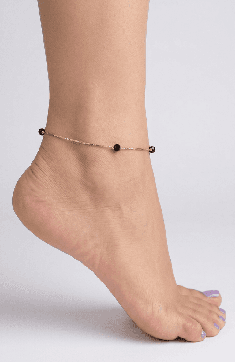 Minimalist Black Bead Gold Plated Anklet