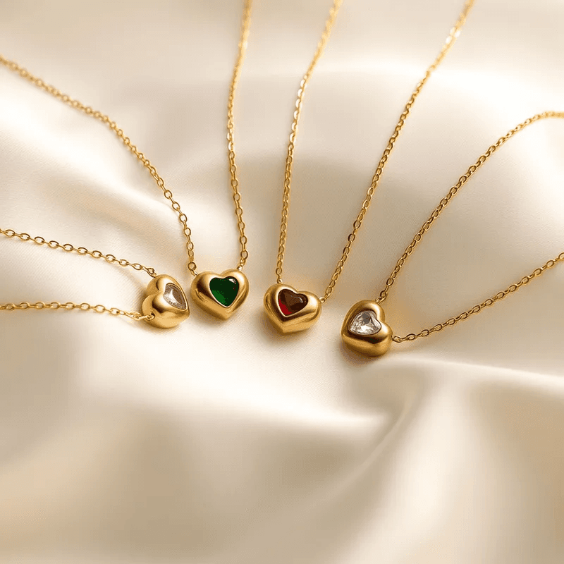Antitarnish Color Heart Charm Necklace